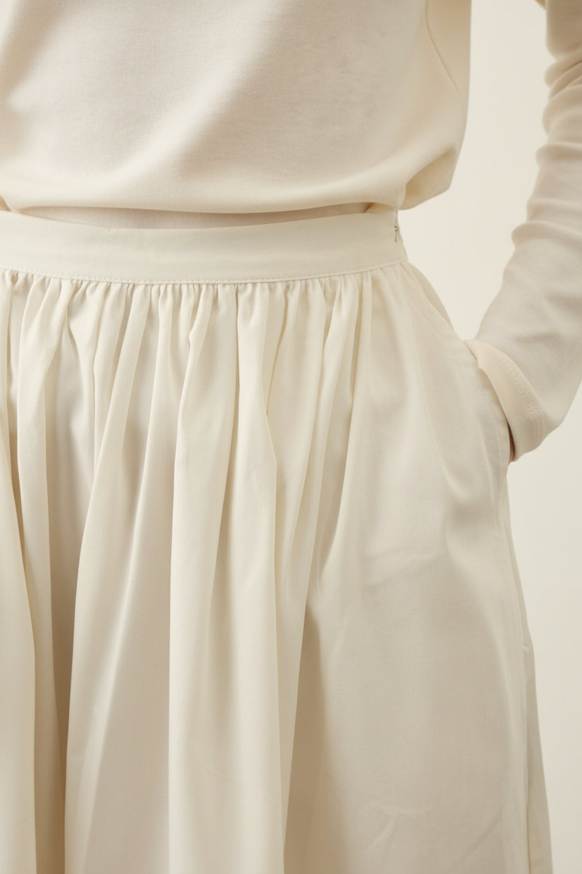 Elara Skirt – Cotton White Gabardine