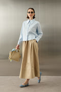 Elara Skirt – Warm Sand Gabardine