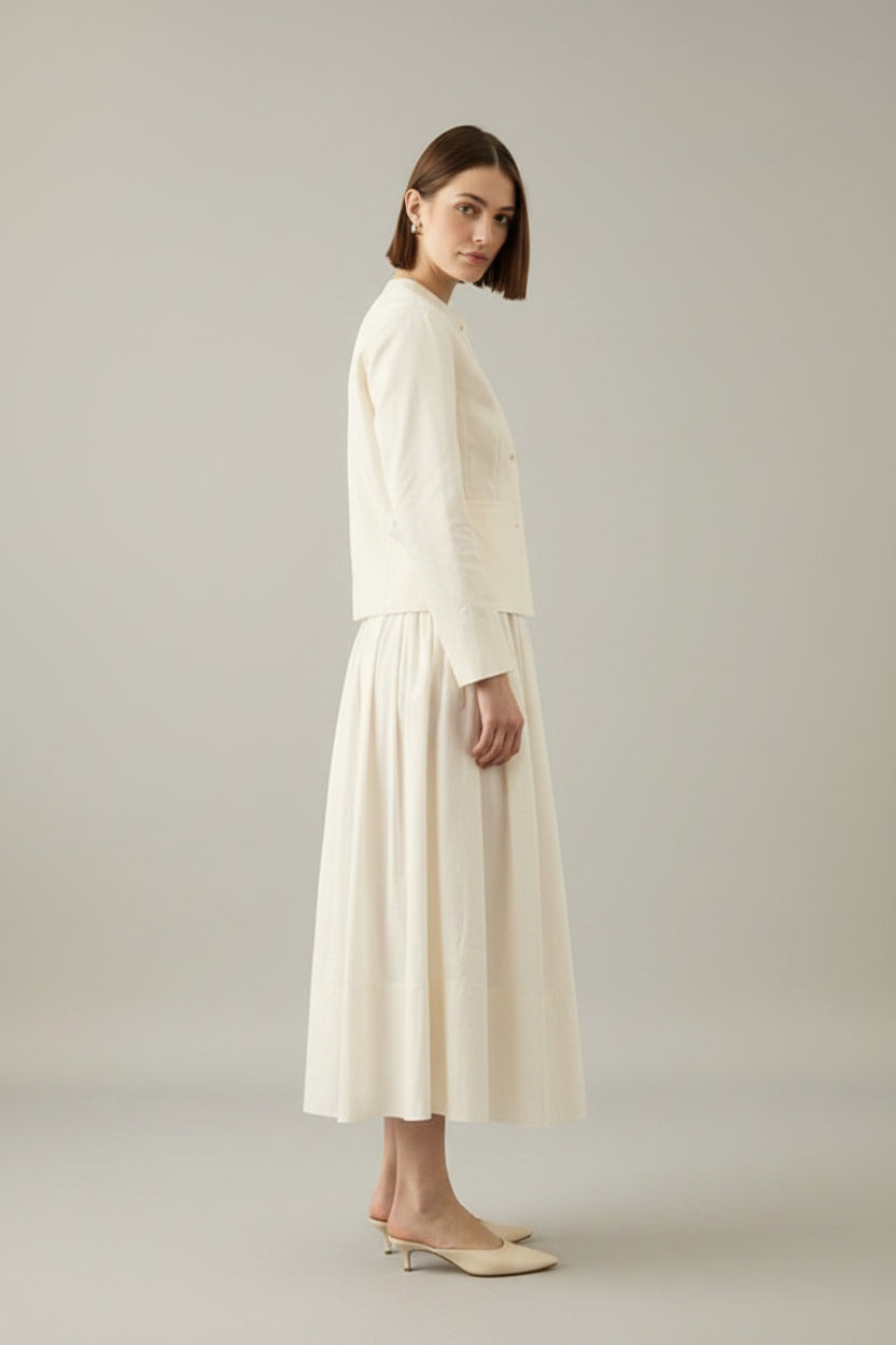 Elara Skirt – Cotton White Gabardine